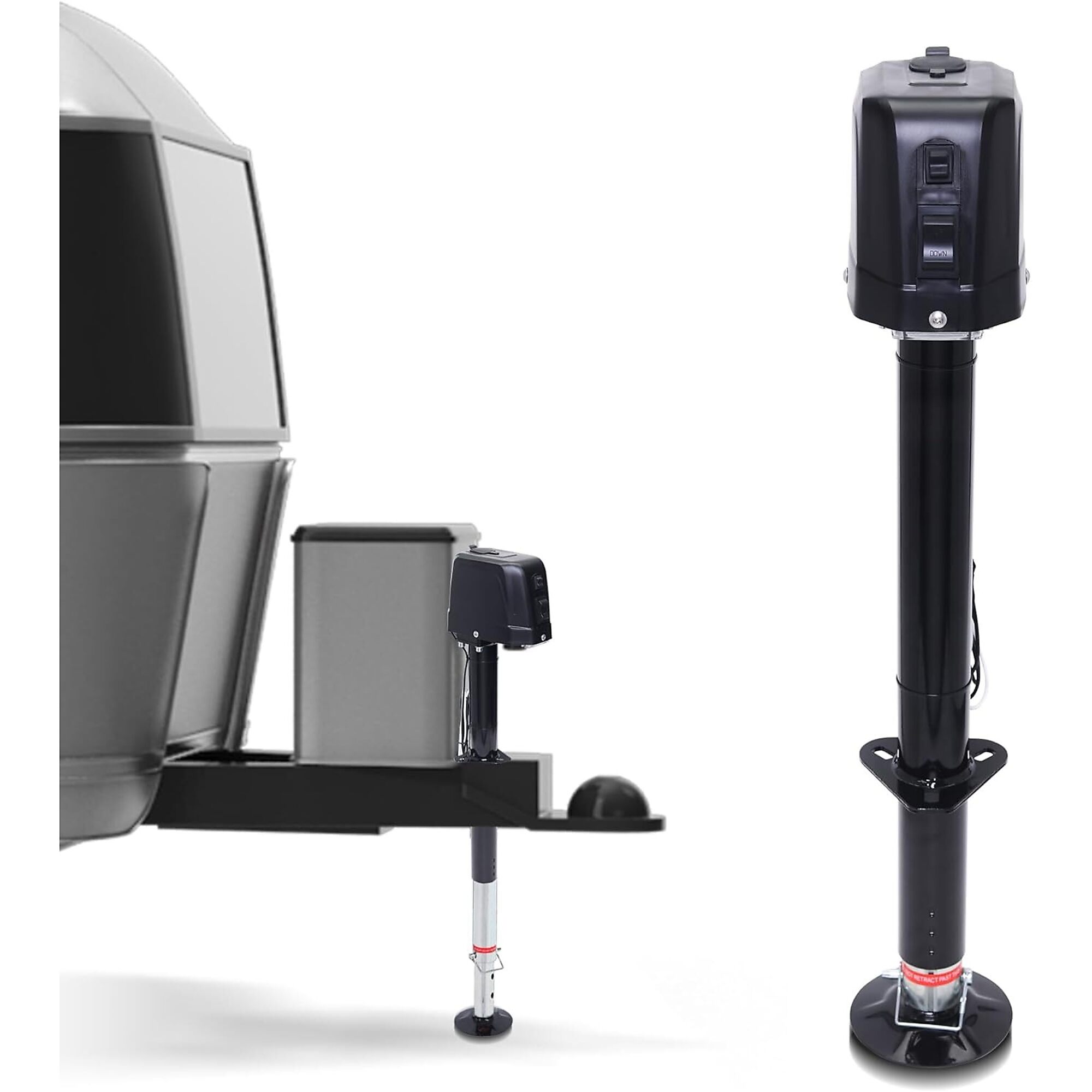 PoleStar 12V DC Electric Power A-Frame Tongue Jack — 3500-Lb. Capacity, 9-27in. Lift, 4.5in. Drop Leg, Waterproof Cover
